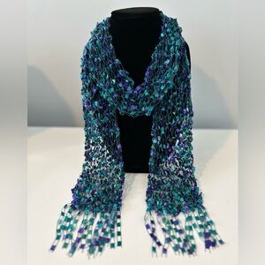 Elegant Sea Maiden Hand Knit Ladder Ribbon Scarf
